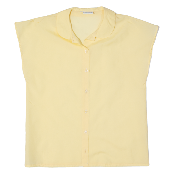 CHANTAL Semi Sheer Womens Blouse Yellow Collared Sleeveless M Hot on Sale