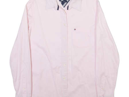 TOMMY HILFIGER Womens Plain Shirt Pink Long Sleeve S Online now