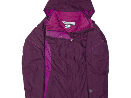 COLUMBIA Fleece Lined Womens Jacket Purple 90s Hooded S Online Sale