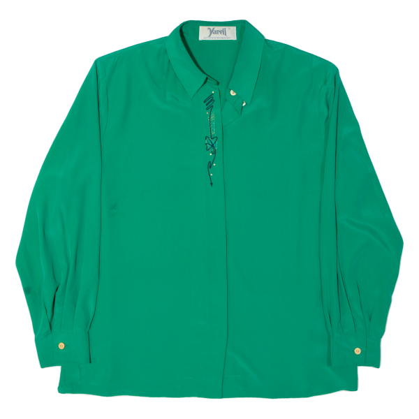 YARELL Womens Shirt Blouse Green Collared Long Sleeve UK 16 Supply