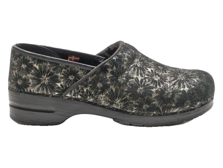 SANITA Floral Clog Shoes Black Suede Womens UK 10 Sale