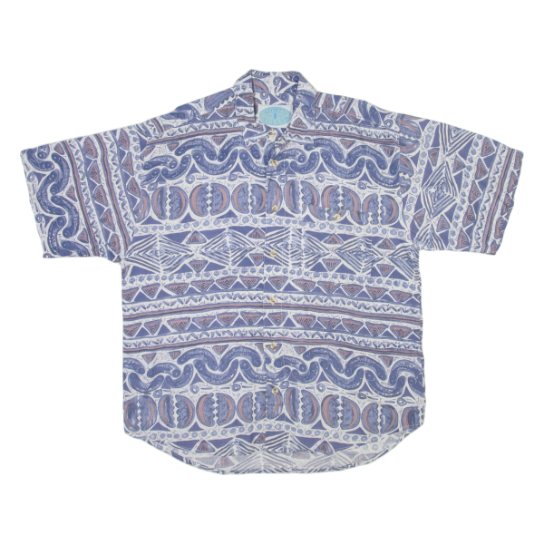 SPORTIV ISLAND Mens Shirt Blue Viscose Crazy Pattern L For Discount