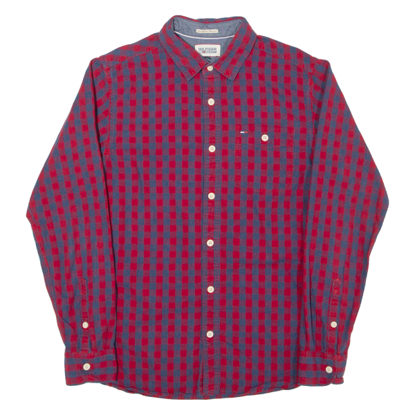 TOMMY HILFIGER Mens Shirt Red Check Long Sleeve S Online Sale