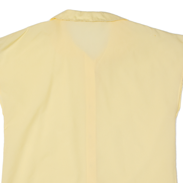 CHANTAL Semi Sheer Womens Blouse Yellow Collared Sleeveless M Hot on Sale