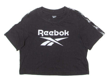 REEBOK Womens T-Shirt Black Crew Neck S on Sale