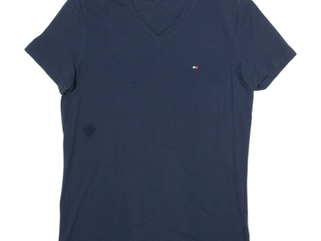 TOMMY HILFIGER Mens T-Shirt Blue V-Neck S Online Sale