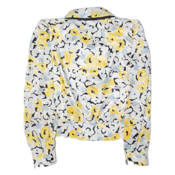 FRANKEN WALDER Womens Printed Blouse Yellow Collared 90s Floral S For Sale