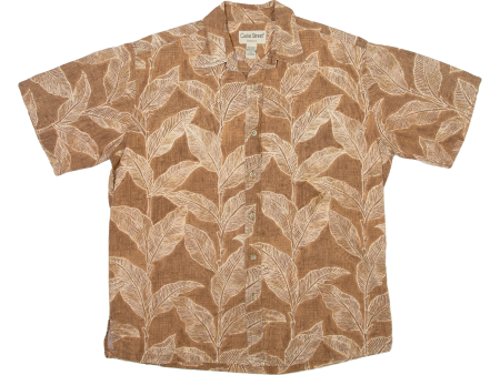 COOKE STREET Leaf Mens Hawaiian Shirt Beige M on Sale