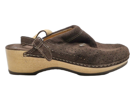 SCHOLL Clog Shoes Brown Suede Womens UK 7.5 For Sale