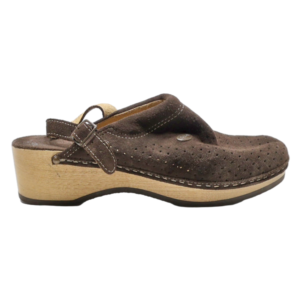 SCHOLL Clog Shoes Brown Suede Womens UK 7.5 For Sale