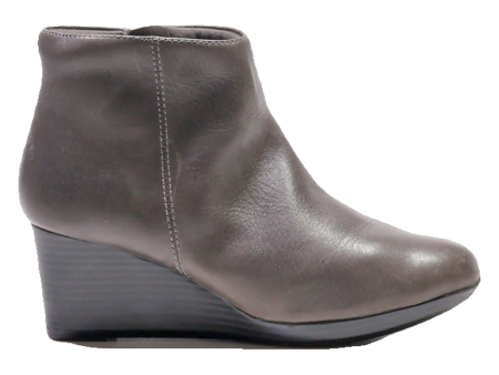 CLARKS Ankle Boots Grey Leather Womens UK 4 Sale