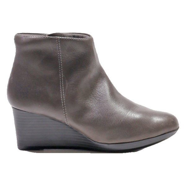 CLARKS Ankle Boots Grey Leather Womens UK 4 Sale