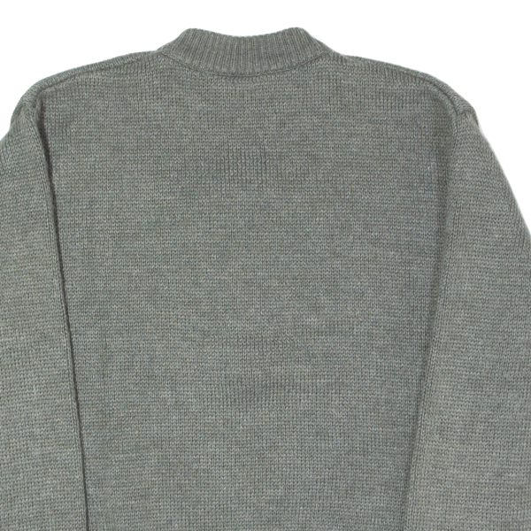 Military Mens Heavy Knit Jumper Grey 1 2 Zip Chunky Knit Wool XL Sale