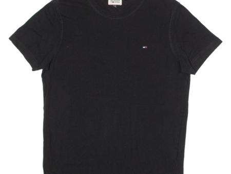 TOMMY HILFIGER Mens T-Shirt Black Crew Neck M Sale