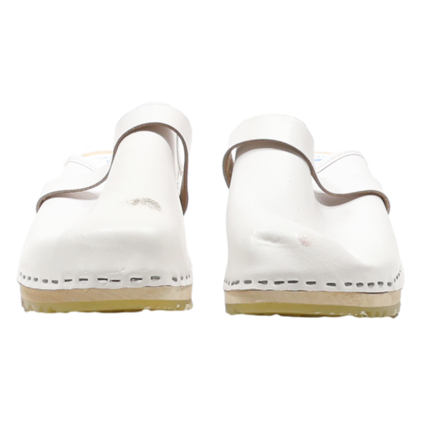 SWEDEN CLOG Clog Shoes White Leather Womens UK 4 Cheap