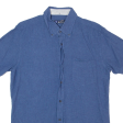 BEN SHERMAN Mens Plain Shirt Blue Linen S on Sale