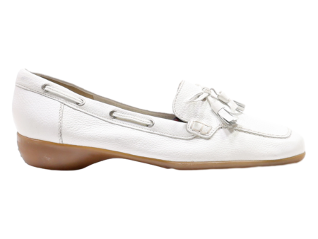 SESTO MEUCCI Loafer Shoes White Leather Womens UK 6.5 Hot on Sale