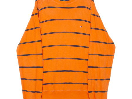 TOMMY HILFIGER Striped Mens Sweatshirt Orange L on Sale