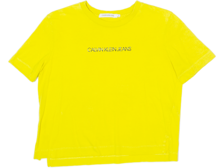 CALVIN KLEIN JEANS Womens T-Shirt Yellow Crew Neck M For Sale