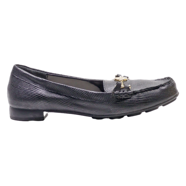 ANNA KLEIN Loafer Shoes Black Leather Womens UK 6 on Sale