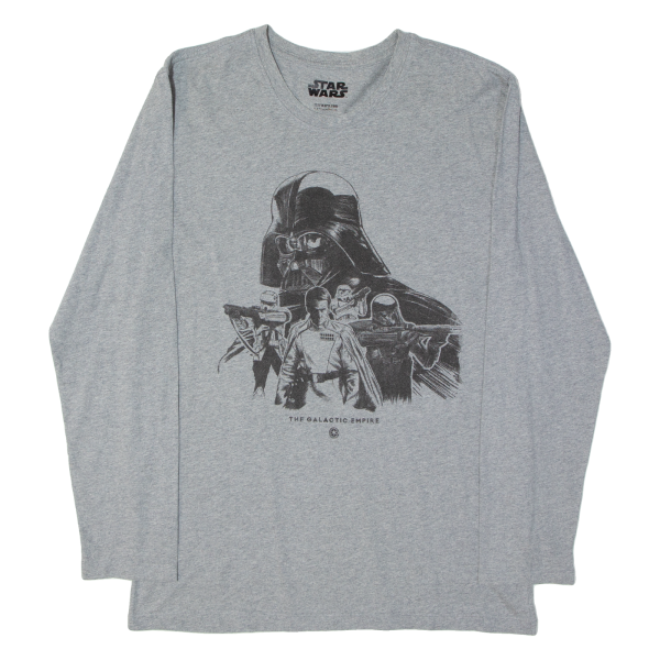 STAR WARS Mens T-Shirt Grey Long Sleeve M Discount