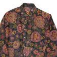 Semi Sheer Womens Printed Shirt Black Collared Long Sleeve 90s Floral S on Sale