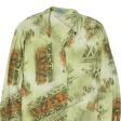 DEVILLE Womens Printed Shirt Green Collared 90s Crazy Pattern XL Fashion