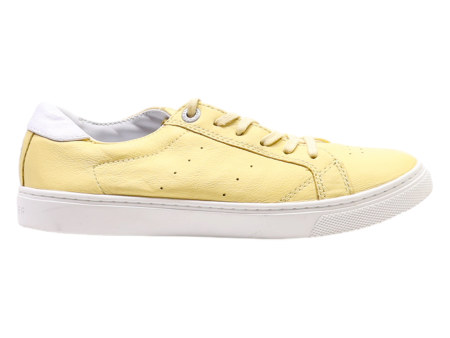 TOMMY HILFIGER Low Top Trainers Yellow Leather Womens UK 4 For Discount