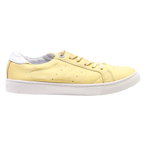 TOMMY HILFIGER Low Top Trainers Yellow Leather Womens UK 4 For Discount