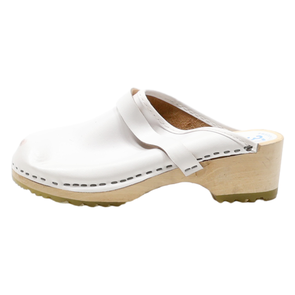 SWEDEN CLOG Clog Shoes White Leather Womens UK 4 Cheap