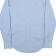 TOMMY HILFIGER Slim Fit Mens Plain Shirt Blue Long Sleeve S Fashion