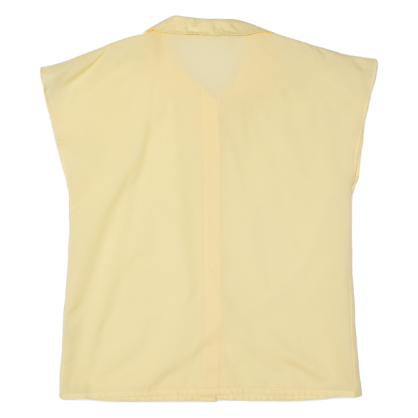 CHANTAL Semi Sheer Womens Blouse Yellow Collared Sleeveless M Hot on Sale