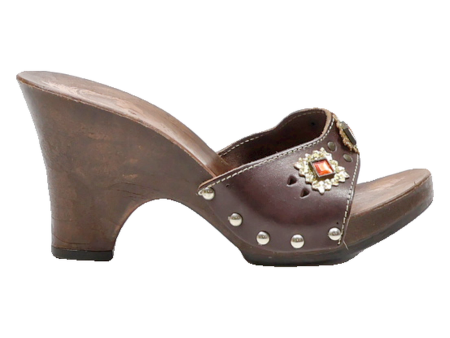 Peep Toe Heels Brown Leather Womens UK 4 Sale