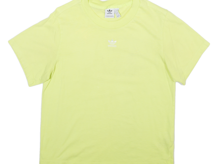 ADIDAS Cropped Womens T-Shirt Yellow UK 4 For Sale