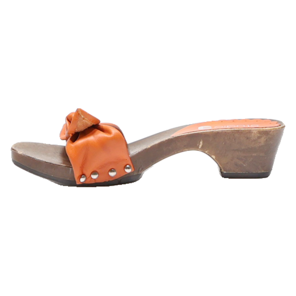 STUDIO Slider Sandals Orange Leather Womens UK 3 Fashion