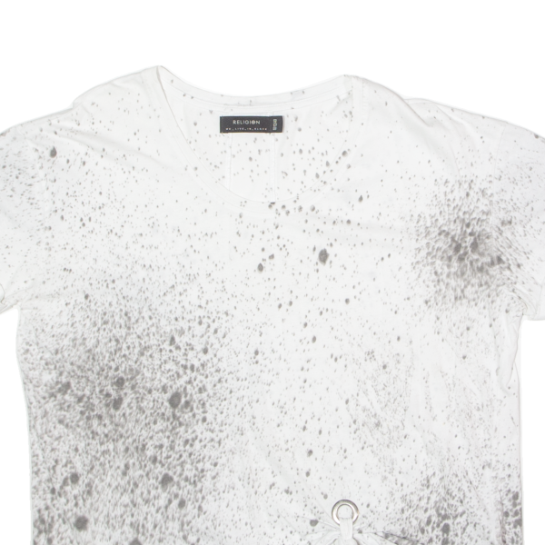 RELIGION Paint Splatter Womens T-Shirt White M Online Sale