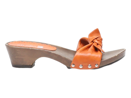 STUDIO Slider Sandals Orange Leather Womens UK 3 Fashion