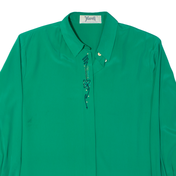 YARELL Womens Shirt Blouse Green Collared Long Sleeve UK 16 Supply