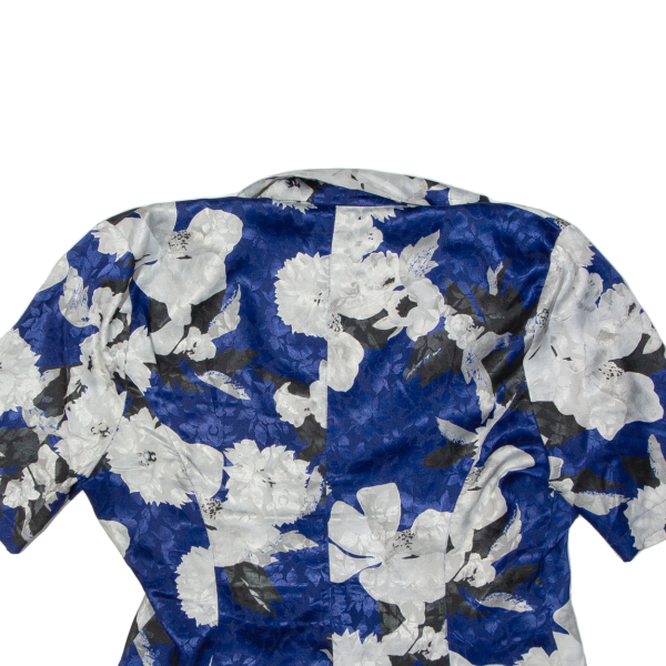 YOUR 6TH SENSE Womens Printed Blouse Blue Collared Floral L Sale