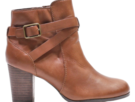 COLE HAAN Heeled Ankle Boots Brown Leather Womens UK 4 Hot on Sale