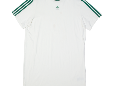 ADIDAS ORIGINALS Womens T-Shirt Dress White Short Sleeve Knee Length UK 14 Sale