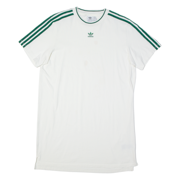 ADIDAS ORIGINALS Womens T-Shirt Dress White Short Sleeve Knee Length UK 14 Sale