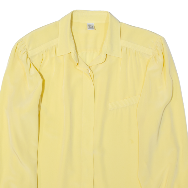 DEL MOD Womens Blouse Shirt Yellow Collared Long Sleeve L Online now