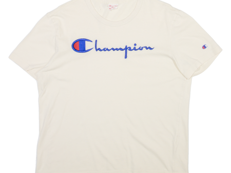 CHAMPION Mens T-Shirt Cream M Online now