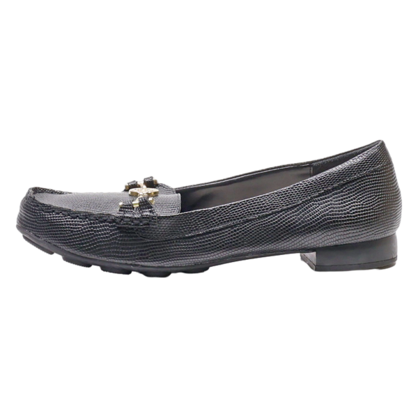 ANNA KLEIN Loafer Shoes Black Leather Womens UK 6 on Sale