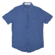 BEN SHERMAN Mens Plain Shirt Blue Linen S on Sale