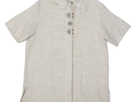 BOSCH BLUSEN Womens Shirt Beige Collared 90s Linen M Online now