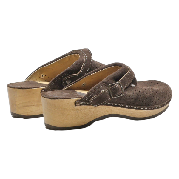 SCHOLL Clog Shoes Brown Suede Womens UK 7.5 For Sale