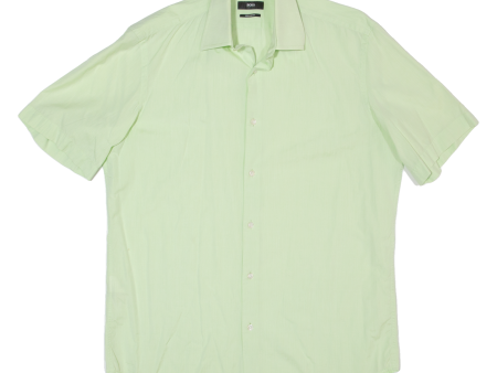 HUGO BOSS Cinzio Mens Plain Shirt Green M Online now