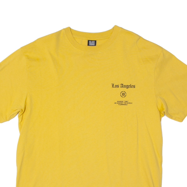 BLACK SQUAD Los Angeles Oversized Mens T-Shirt Yellow USA M Hot on Sale